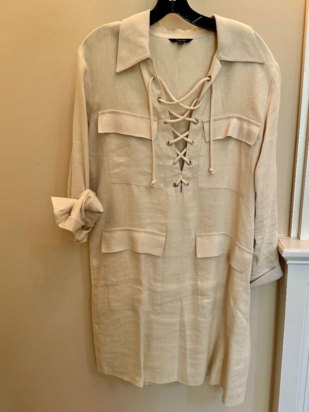 Massimo Dutton linen blend tan dress